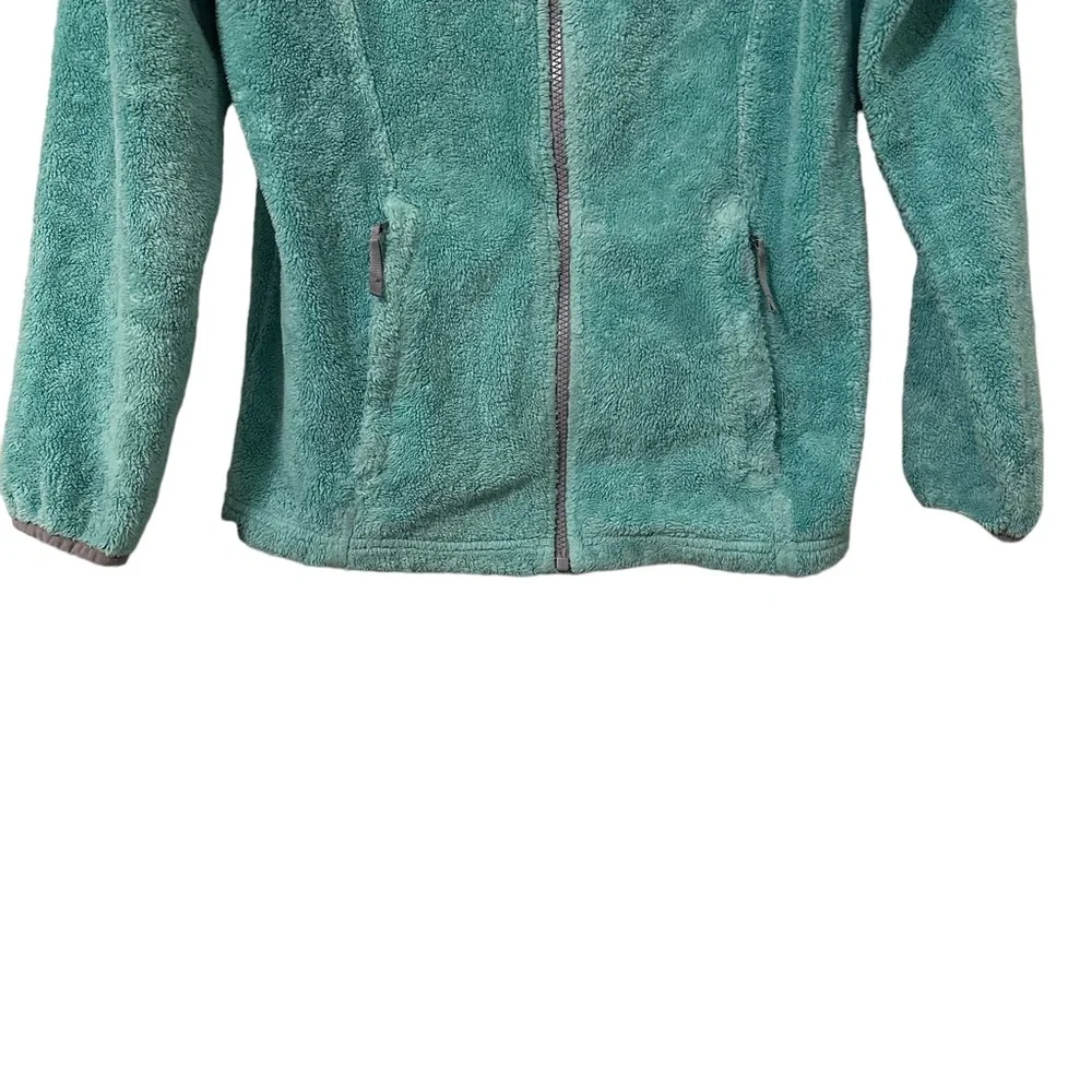 The North Face Osito Fleece Green Jacket Girls Full Zip‎ Up Fleece Fuzzy Size L